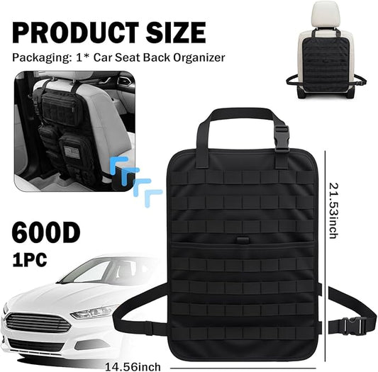 Car Seat Back Organizer,Multifunctional Hanging Molle Seat Back Organizer with Large Compartment,Universal Car Organizers Backs Seats Fit for Most Cars SUVs Trucks