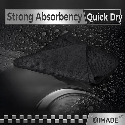 UNIMADE Microfiber Cleaning Cloth, 400 Pack Microfiber Towels for Cars Commercial Grade Work Rags Bulk Detailing Cloth for Automotive Bar Mechanic Restaurant Garage Housekeeping, 11.5"x 11.5", Black