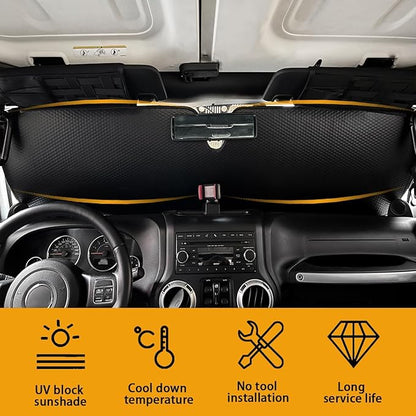 Windshield Sun Shade for Jeep Wrangler TJ JK JL & Gladiator JT 2/4 Door,Duck Sun Shade,Sunshade Windshield for Jeep Wrangler