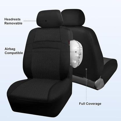 CAR PASS 3D Air Mesh Car Seat Covers Two Front Seats Only, Universal Seat Covers for Car Fit SUV,Vans,Sedan,Trucks, Breathable Automotive Interior Seat Covers Airbag Compatible (Black)