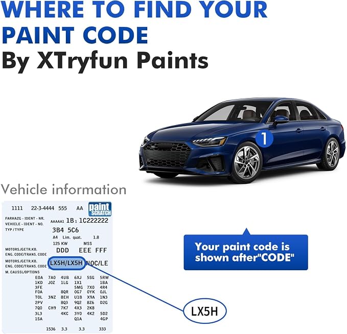 LX5H Navarra Blue Touch Up Paint Compatible with Audi, DIY Car Paint Scratch Repair, Quick & Easy Fix Automotive Scratch Repair for Q3/Q4/Q5/Q6/Q7/Q8/A3/A4/A5/A6/A7/A8/E-Tron/RS/TT