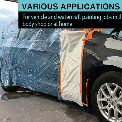 MAXIFILM 16ft x 350ft Roll of Blue Overspray Paintable Masking Plastic Sheeting -8 Micron, 0.3 Mil, Protective Masking Film Cover, Auto Painting, Cover Cloth Home Walls Furniture (1, 16ft x 350ft)