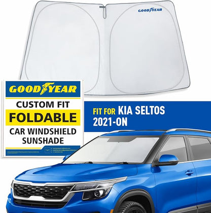 Goodyear Foldable Windshield Sunshade for Kia Seltos 2021-2026, Car Accessories, Sunshade Cover, Sun Shade Car Windshield, Window Sun Blocker - GY008234