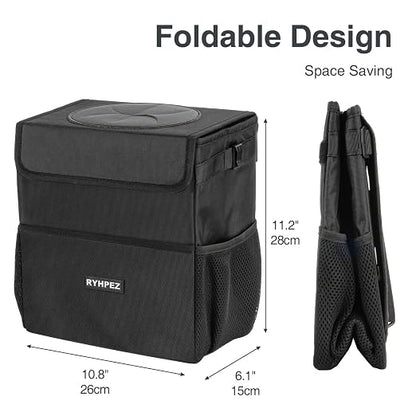 Ryhpez Car Trash Can with Lid - Hanging Trash Bin Garbage Can for Car SUV, Leak-Proof Collapsible Automotive Truck Organizer Road Trip Essentials(3.2 Gallon/12L)
