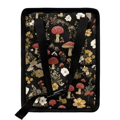 Retro Mushroom Daisy Flower Pattern Car Trash Can with Lid and Zipper Portable Foldable Trash Bin for Car Interior Accessories Multipurpose Garbage Can Bags Storage Organizer