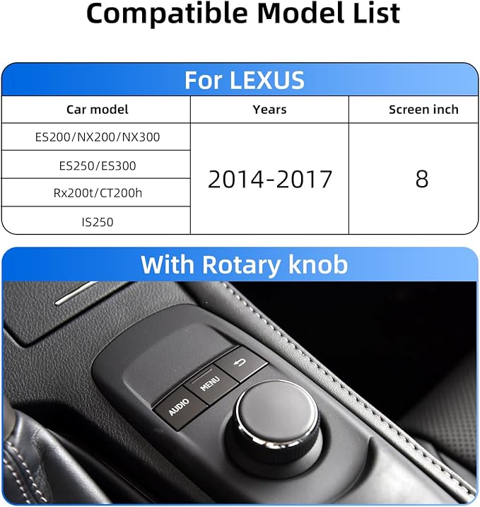 Decoder Adapter Retrofit Kit Compatible with Lexus 2014-2017 ES200/NX2O0/NX300/ES250/ES300/RX200t/CT200h/IS250, Supports Wireless CarPlay Android Auto/ Voice Control/ Mirror Link/ Camera/USB Drive