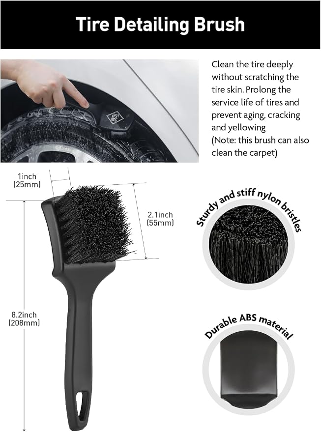 Fantasticlean 6PCS Car Wheel Brush Kit, Tire Brush for Cleaning Tires, Soft Rim Brush, Bendable Wheel Cleaner Brush, Double-Ended Detailing Brush, Applicator Pads, Wheel Brushes for Cleaning Wheels