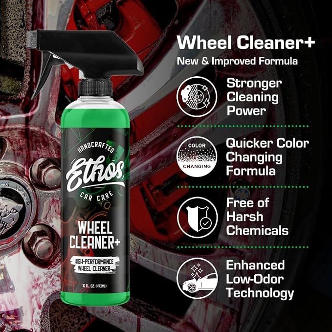 Ethos Wheel Cleaner - Car Wheel Cleaner Spray - Rim Cleaner Spray Brake Dust, Iron Remover - Color Change Technology - Professional Strength Formula (16 oz (2Pack))