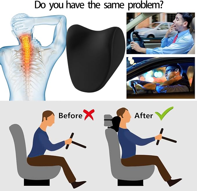Car Neck Pillow for Driving, car headrest Pillow Head and Neck Rest Pillow for car headrest, Neck Support for car Driving or Traveling or Sleeping of Accessories with Memory Foam