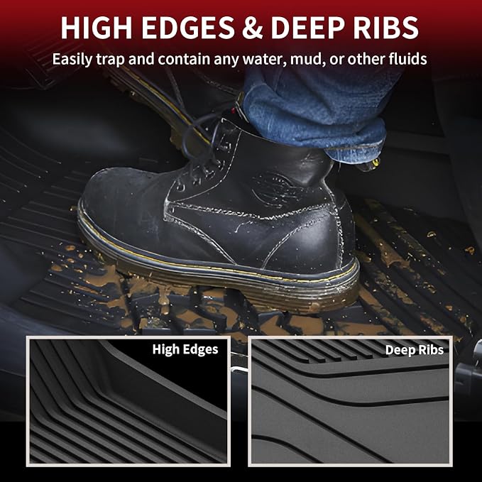 LASFIT Floor Mats for Tesla Model X 6 Seater & Model X Plaid 2026 2025 2024 2023 2022 2021, All Weather TPE Custom Fit Floor Liners 1st & 2nd & 3rd Front & Rear Row Car Mats, Black