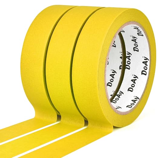 3 Pack Yellow Painters Tape - Masking Tape 1 Inch Wide - Multi-Surface, Smart Adhesion, Indoor & Outdoor - 270FT Total - Paint Tape for DIY, Labeling, Art, Car, General Purpose (#3910)