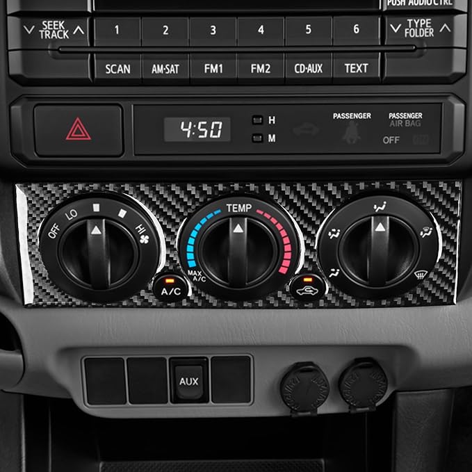 NVCNX Real Premium Carbon Fiber for Toyota 2nd Gen Tacoma Accessories 2005-2015 2006 2007 2008 2009 2010 2011 2012 2013 2014 Car Dash AC Climate Control Panel Cover Interior Trim Sticker Decal 1PC