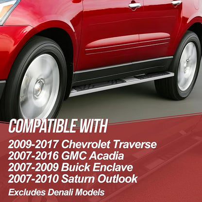 Running Boards Compatible with 2007-2017 Chevy Traverse GMC Acadia Buick Enclave Saturn Outlook, Exc Denali, Pair of Stainless Steel Side Steps Nerf Bars, 6.5in. x 73in.