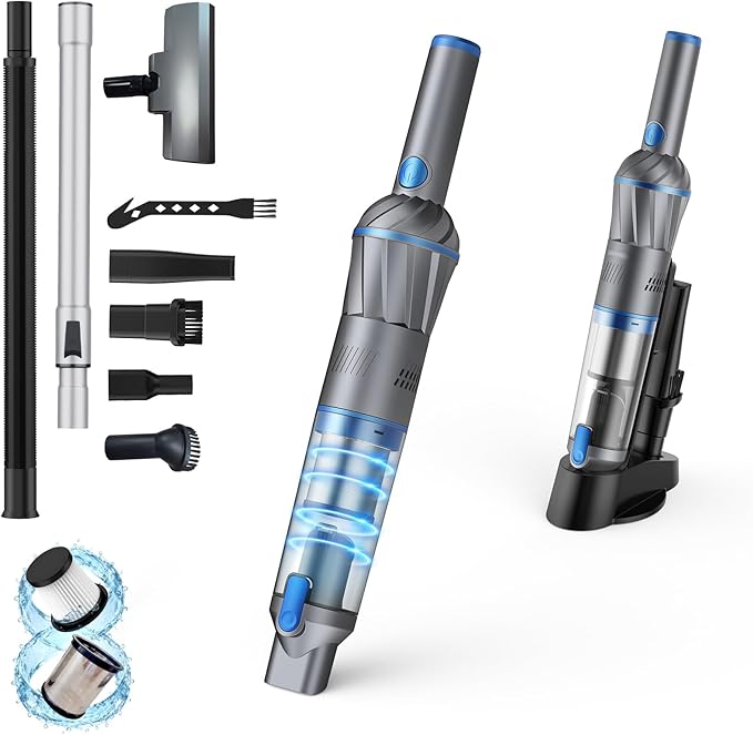 Stick Handheld Vacuum Cordless, Powerful Suction with Lightweight, Portable Rechargeable with Multi-Nozzles One-Touch Empty Dust Cup, HEPA Filter Vacuum for Home Pet Hair Car Office (VA004)
