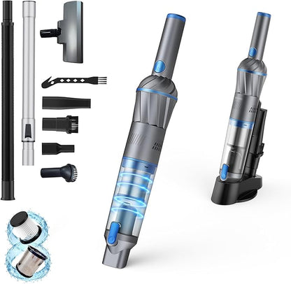 Stick Handheld Vacuum Cordless, Powerful Suction with Lightweight, Portable Rechargeable with Multi-Nozzles One-Touch Empty Dust Cup, HEPA Filter Vacuum for Home Pet Hair Car Office (VA004)