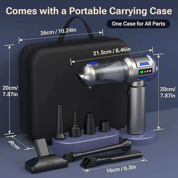 Yomile Mini Vacuum Cleaner, 2 in 1 27000PA Brushless Car Vacuum Air Duster 9000mAh Battery Air Blower Handheld Vacuum for Car,Office and Home