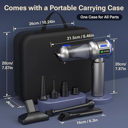 Yomile Mini Vacuum Cleaner, 2 in 1 27000PA Brushless Car Vacuum Air Duster 9000mAh Battery Air Blower Handheld Vacuum for Car,Office and Home