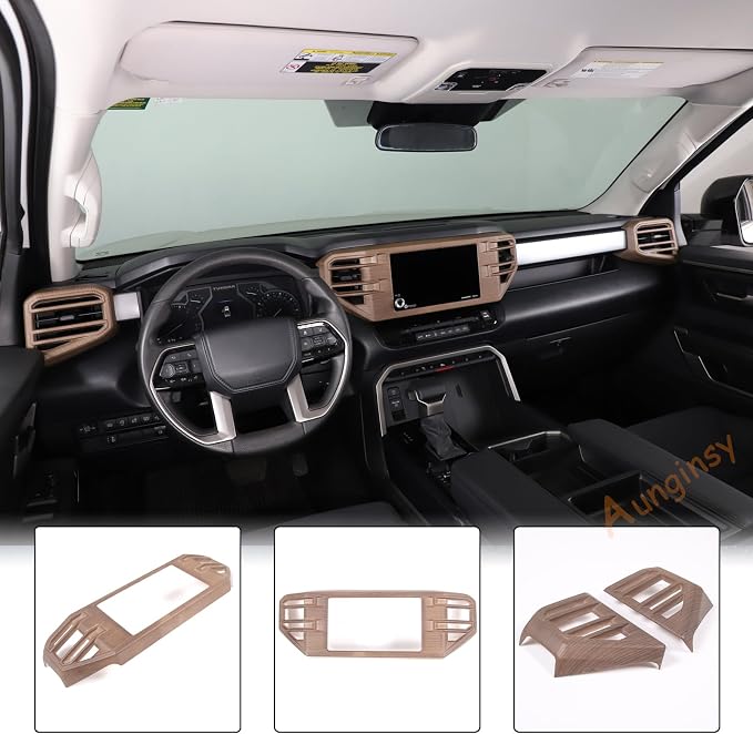 Car Center Console Air Conditioning Outlet Trim Cover Kit Compatible with Toyota Tundra/Sequoia 2022-2026, ABS Dashboard Side A/C Vent Panel Decorative Frame Protector Accessories, For 8-inch Screen