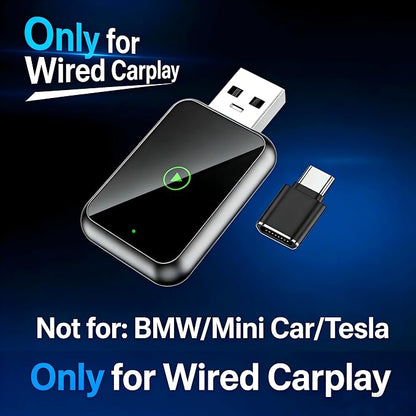 Mini 2-in-1 CarPlay Wireless Adapter, Android Car Wireless Adapter, Plug & Play, USB-A/C, Fast Stable Connection, Compatible with iOS 10+ and Android 11+, OTA Upgrade, Black
