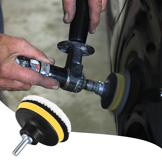 7 Pcs Wool Polishing Buffing Pads, 4 Inch Car Polishing Buffing Wheel with Hook and Loop Back for Drill Buffer Attachment, Car Buffer Polisher Kit for Cars Polish, Waxing, & Compound Cutting
