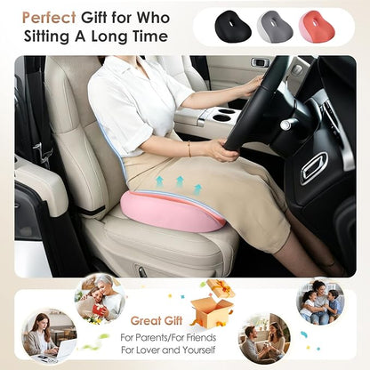 FLORICH Upgrade Large Car Seat Cushion for Long Sitting, Ergonomic Memory Foam Driving Seat Cushion for Back & Sciatica Pain Relief, Non-Slip Washable Seat Cushion for Car, Driver, Office-Pink
