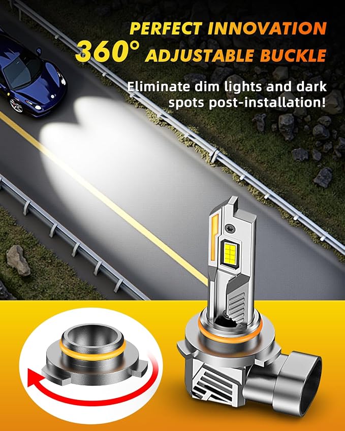 Termitor 9012/HIR2 Light Bulbs, 110,000LM 16X Super Brightness, 1:1 Mini Size with Cooling Fan, 6500K Cool White, Plug N Play, 95%+ Vehicle Adaptability, 9012 HID Daytime Running Light, Pack of 2