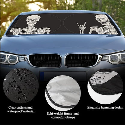 Windshield Sun Shade Foldable Car Front Window Covers for Car Accessories Sun Heat UV Rays Visor Protector Protection for Universal Cars SUV Truck(Skeleton)
