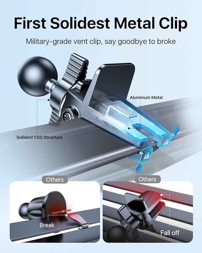 andobil Upgraded for Magsafe Car Mount Pro [Strongest Magnet, Big Phone Friendly] 360° Rotation Magnetic Phone Holder for Car Vent for iPhone 17 Pro Max 16/15/14/13/12 Samsung S26/S25 (Carbon Fiber)