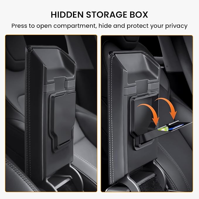 BANKKY 6PCS Center Console Organizer Tray for Tesla Model 3 Highland 2024 2025 Car Accessories with Armrest Storage Tray, Hidden Storage Box, Cup Holder Insert, Camera Privacy Cover, Glove Box Hook
