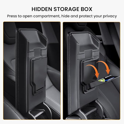 BANKKY 6PCS Center Console Organizer Tray for Tesla Model 3 Highland 2024 2025 Car Accessories with Armrest Storage Tray, Hidden Storage Box, Cup Holder Insert, Camera Privacy Cover, Glove Box Hook