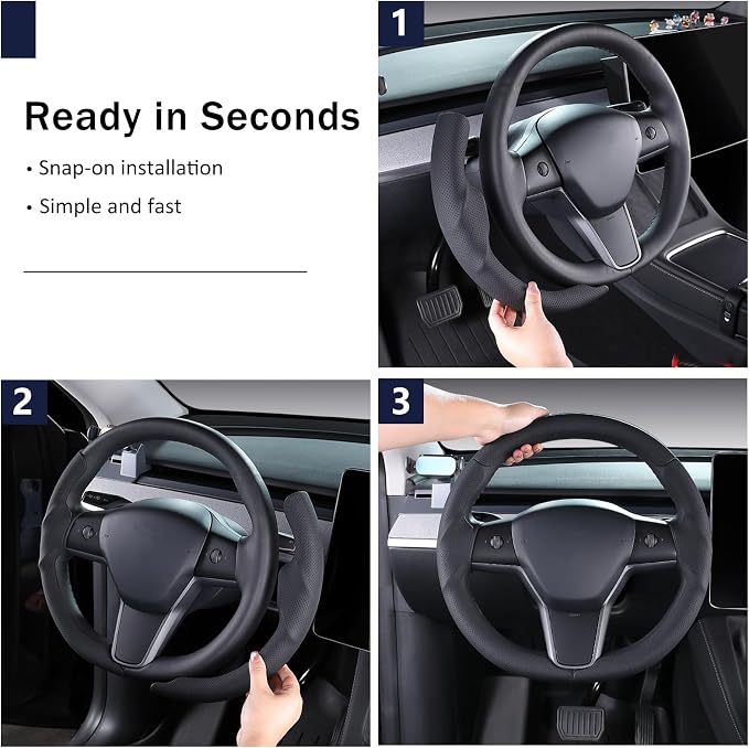Steering Wheel Cover for Tesla Model 3(2017-2023) Model Y(2020-2024), Steering Wheel Accessories for Tesla Model 3/ Y