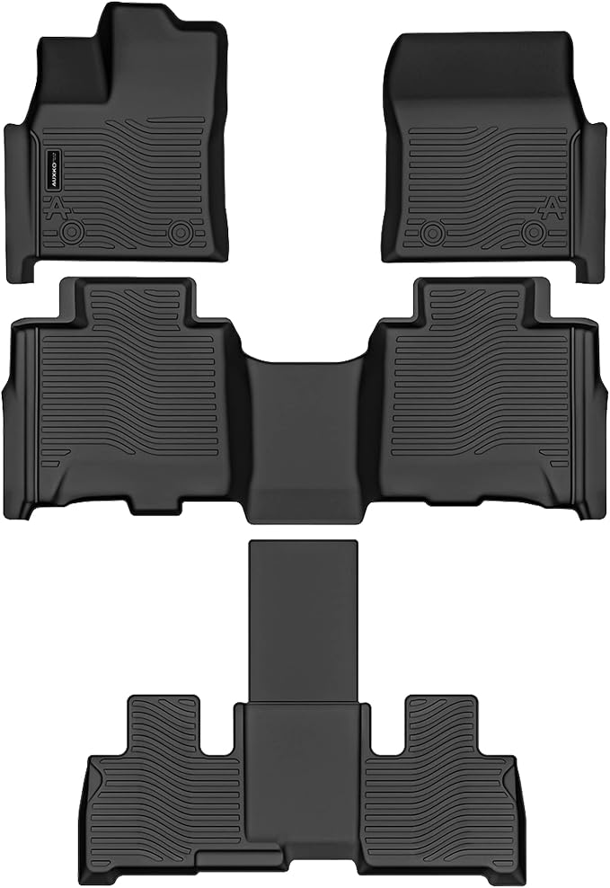 Auxko All Weather Floor Mats Fit for Toyota Sequoia 2026-2023 TPE Rubber Liners Set Sequoia Accessories All Season Guard Odorless Anti-Slip Floor Mats