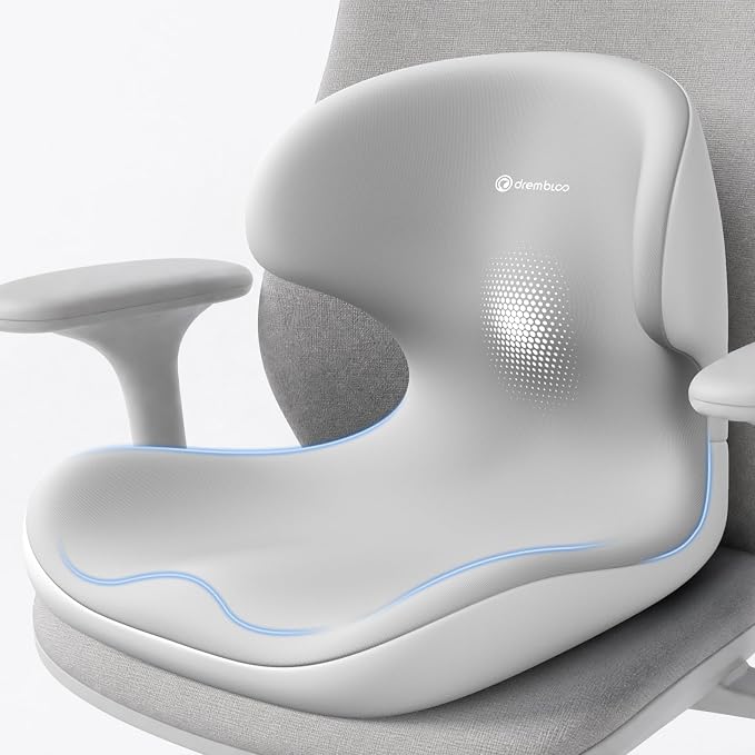 Seat Cushion for Office Chair, Lumbar Support Pillow for Car, Premium Memory Foam Ergonomic Seat Cushions for Long Sitting, Tailbone & Back & Sciatica Pain Relief