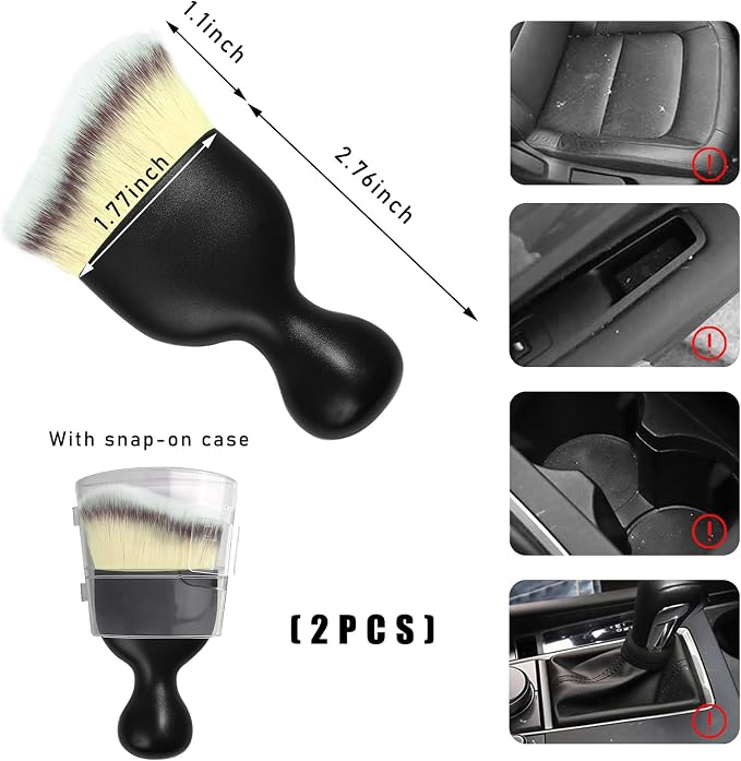 Dickno 2PCS Car Interior Dust Brush, Soft Scratch Free Auto Detailing Brushes, Universal Vehicle Interior Cleaning Tool for Automotive Dashboard, Air Vents, Leather (Beige)