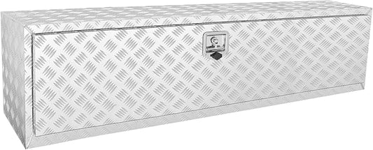 VEVOR Underbody Truck Box, 60"×17"×18" Pickup Storage Box, Heavy Duty Aluminum Diamond Plate Tool Box with Lock and Keys, Waterproof Trailer Storage Box with T-Handle Latch for Truck, Van, Trailer