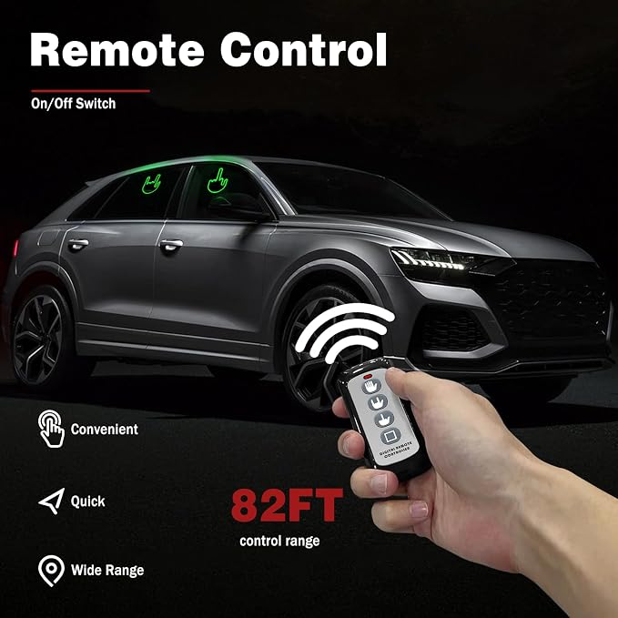 DIBMS Car Gesture Decorative Lights, Ambient Lighting, Rechargeable LED Gesture Lights for Car Road Rage LED Signs Calm Road Rage, Remote Control Triple Mode Fun Finger Lights (Green)