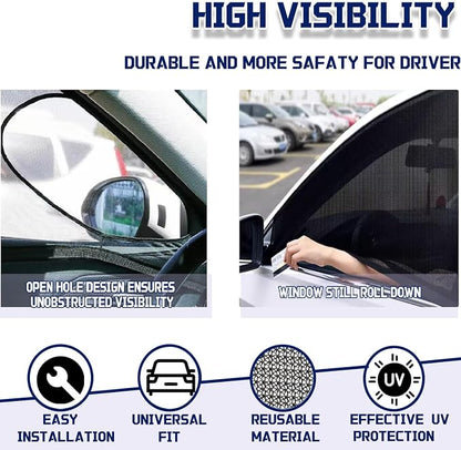 Car Front Window Shades, OUTTDID 2 Pack Side Window Sun Shades,Stretchy Mosquito Net Cover Fit Cars SUVs - Up to 31.5”x49.6”