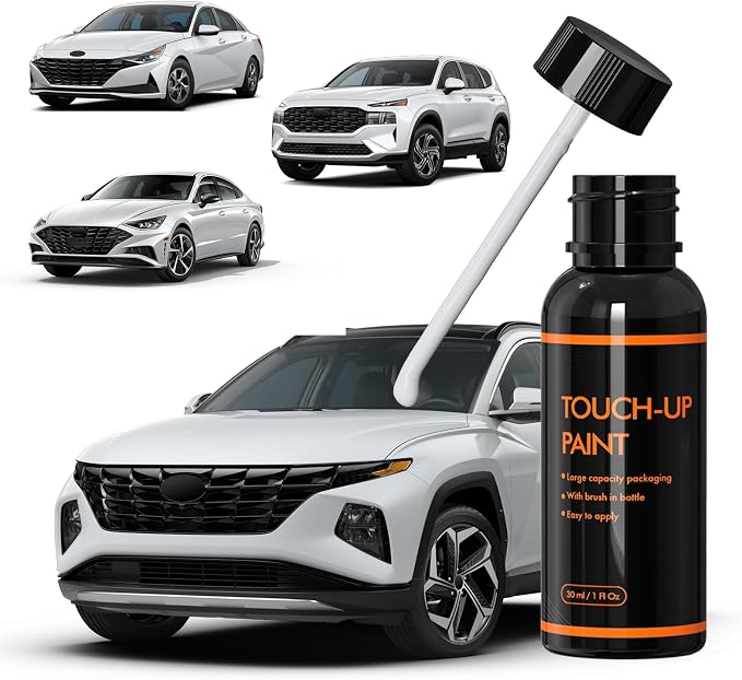 WW8 Quart White Touch Up Paint for Hyundai, DIY Car Paint Scratch Repair Kit, Automotive Paints, Quick & Easy Fix Scratch Repair for Tucson/Elantra/Santa Fe/Sonata