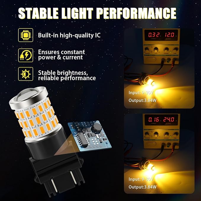 iBrightstar 3157 LED Bulb Amber, 3157a LED Turn Signal Bulbs Super Bright for vehicle Blinker Lights and Turn Signal Lights, 2 Pack