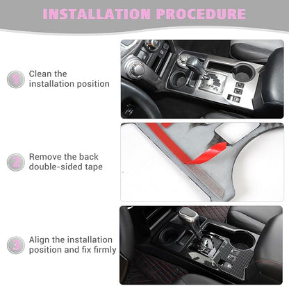 JeCar for 4Runner Interior Trim Carbon Fiber Center Console Gear Shift Panel Cover Interior Accessories for Toyota 4Runner 2010-2024