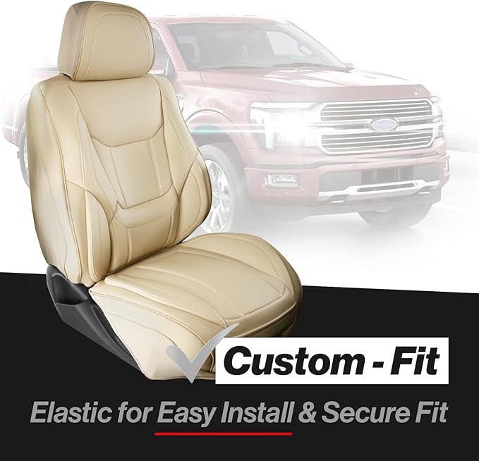 Coverland Custom Truck Car Seat Covers Full Set for [2020-2026 Sierra 2500HD, 3500HD Crew, Double Cab Front Bucket Seats Rear 40/60 Split Cushion] - Premium Seat Protector [Full Set-Beige]