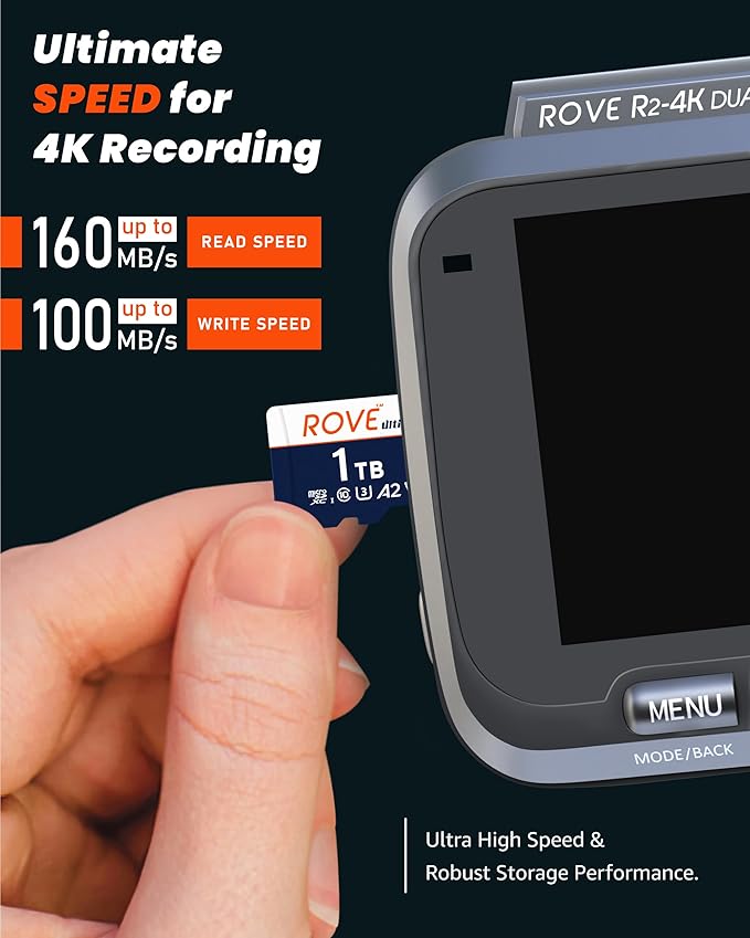 ROVE Ultimate 1TB Micro SD Card microSDXC Memory Card with USB 3.2 Type C Card Reader 160MB/s C10, U3, V30, 4K, A2 for Dash Cam, Android Smart Phones, Tablets, Games