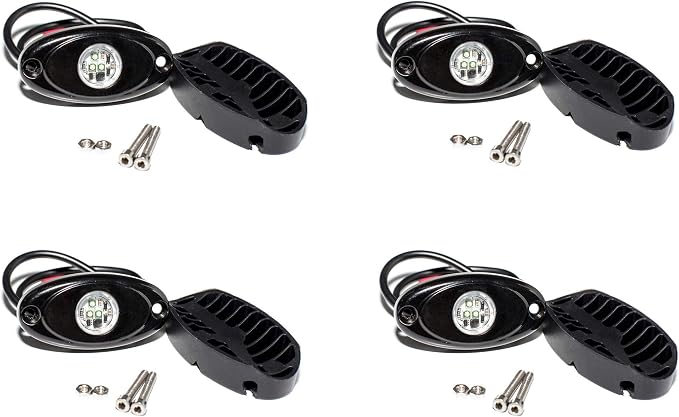 YONEDA 4 Pods Blue Rock Lights 6000K 3LED Bright LED Underglow Lights IP68 Waterproof for Trucks SUV UTV ATV RZR Car Boats Pickup Motorcycle