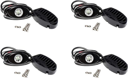 YONEDA 4 Pods Purple Rock Lights 6000K 3LED Bright LED Underglow Lights IP68 Waterproof for Trucks SUV UTV ATV RZR Car Boats Pickup Motorcycle