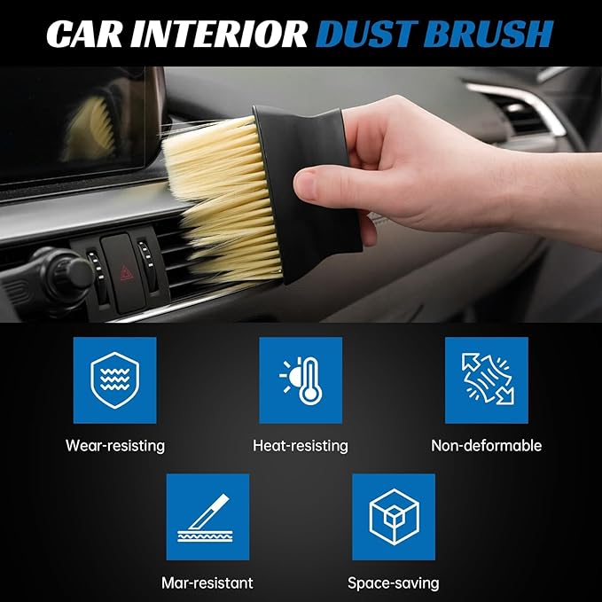Car Interior Dust Brush - Auto Interior Dust Brush Soft Bristles Detailing Brush Dusting Tool for Air Conditioner Vents, Automotive Dashboard, Air Conditioner Vents, Leather, Scratch Free (1pc)