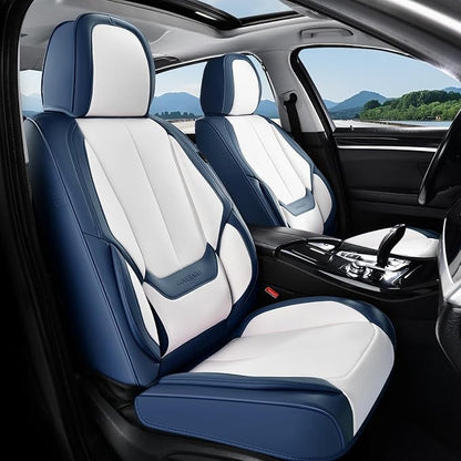 Coverado Seat Covers, Car Seat Covers Full Set, Leather Seat Covers for Cars, Car Seat Protector, Black Car Seat Covers Front Seats and Back Seats Universal Fit for Most Cars White