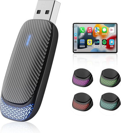 Wireless Carplay Adapter for iPhone, Convert Wired to Apple Carplay Wireless Adapter, Mini Size with Bluetooth 5.30 WiFi 2.4/5.8 GHz, Plug and Play, Connection Stable No Delay