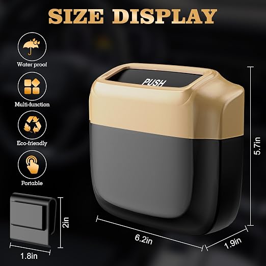 Car Trash Can with Lid，Built-in Storage Garbage Bag，Leakproof Vehicle Trash，Car Accessories for Interior,Mini Garbage Bin for Automotive, Home, Office, Kitchen, Bedroom，with 30pcs Trash Bags