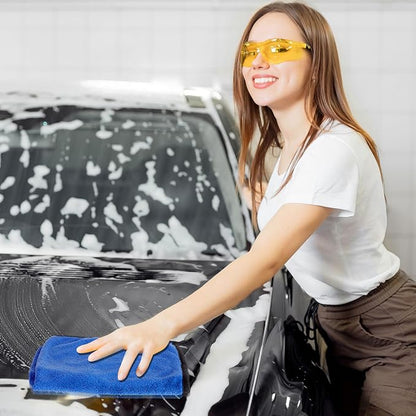 Tallew 60 Pcs Blue Microfiber Towels: 16"x16" Microfiber Drying Towels Bulk Micro Fiber Car Cleaning Cloth for Cars Drying Washing Polishing Cleaning Household Supplies