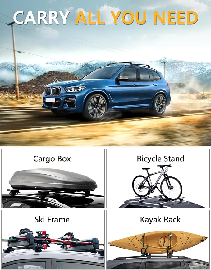 Tuyoung 300lbs Lockable Roof Rack Cross Bars Compatible with BMW X3 G01 2018-2026 (Not for G45), Heavy Duty Aluminum Roof Rails Crossbars Rooftop Cargo Carrier Luggage SUV Accessories